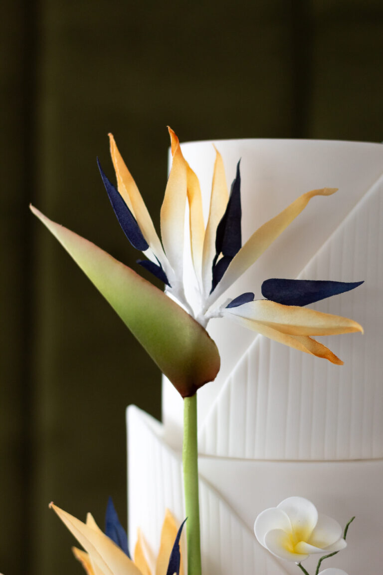 handmade wafer paper bird of paradise and frangipani